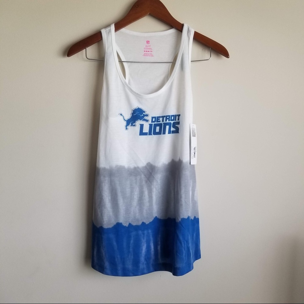 NFL Lions Racerback Tank White/Blue/Grey JRS Med
